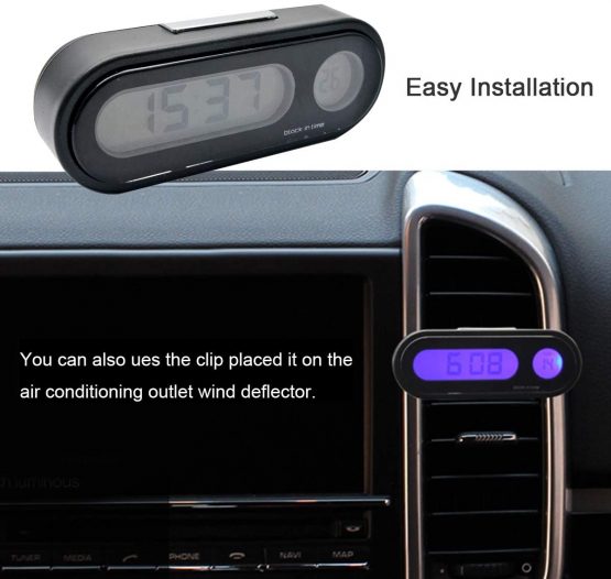 MASO Car Temperature Clock Universal Auto Dashboard Digital Clocks with Blacklight And LCD Screen Adjustable Vehicle Temperature Gauge Support 12h/24h Transformation Modes - Image 2