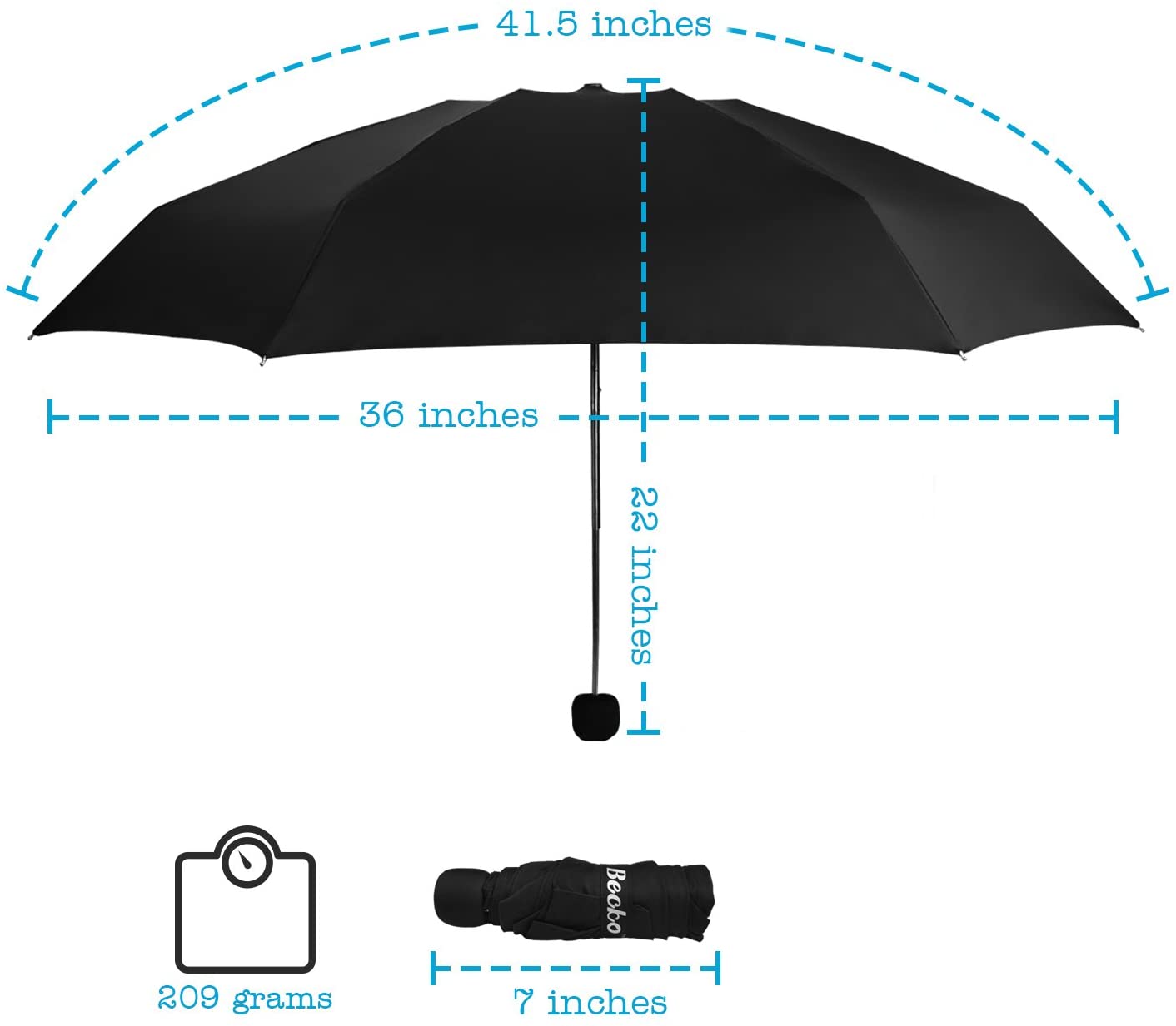 Becko Kids Mini Travel Pocket Umbrella 5-Fold Rain Umbrella with ...