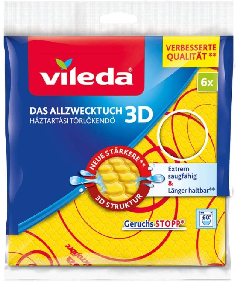 Vileda Ultra Fresh Multi-Purpose Cloth, Removes Greasy Dirt Even Without Chemicals, Extremely Absorbent