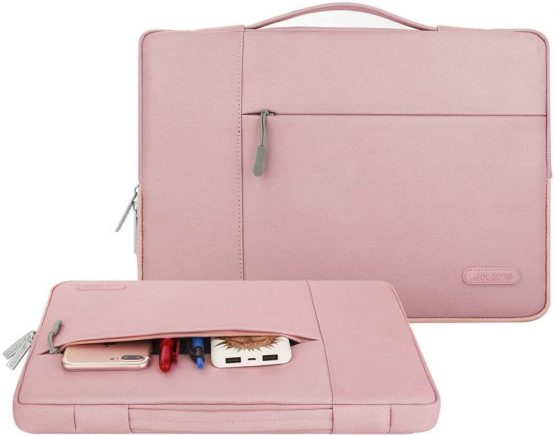 MOSISO Laptop Sleeve Compatible with 13-13.3 inch MacBook Air/Pro Retina, Notebook, Compatible with MacBook Pro 14 inch 2021 M1 Pro/M1 Max A2442, Polyester Multifunctional Briefcase Bag, Pink - Image 2