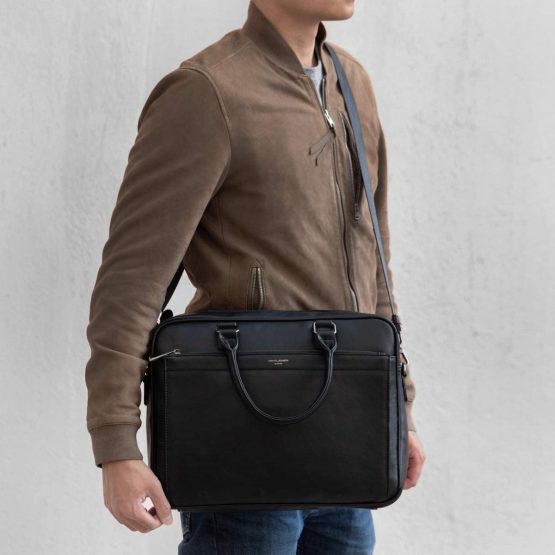 David Jones - Men's Business Briefcase - Work Handbag PU Leather - 15 Inch Laptop Bag - Large Shoulder Messenger Bag - Multiple Pockets Crossbody Bag - Computer Satchel - Office School Travel - Image 2