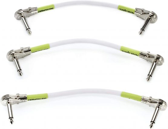 Ernie Ball 6 inch Flat Angle / Flat Angle Patch Cable 3-Pack - White - Image 3