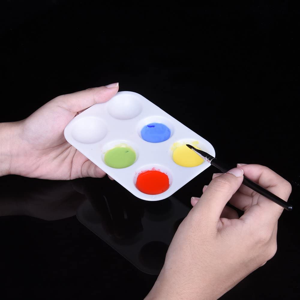 Paint Palette Rectangular Plastic Paint Palettes 6 Well Rectangular Watercolor Palette Painting ...