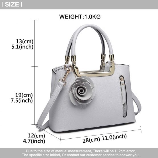 Miss Lulu Women Elegant Top Handle Bag Small Trend Shoulder Bag Pu Leather Flower Charm Structured Handbag Crossbody Bag - Image 4