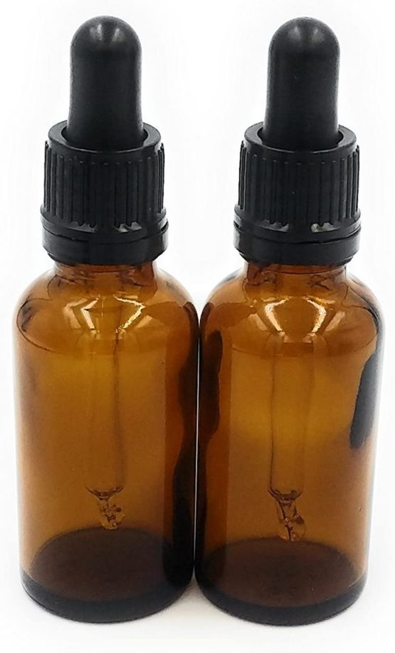 Avalon 20ml Amber Glass Bottle with Black Glass Dropper Pipette ~ Pack of 2