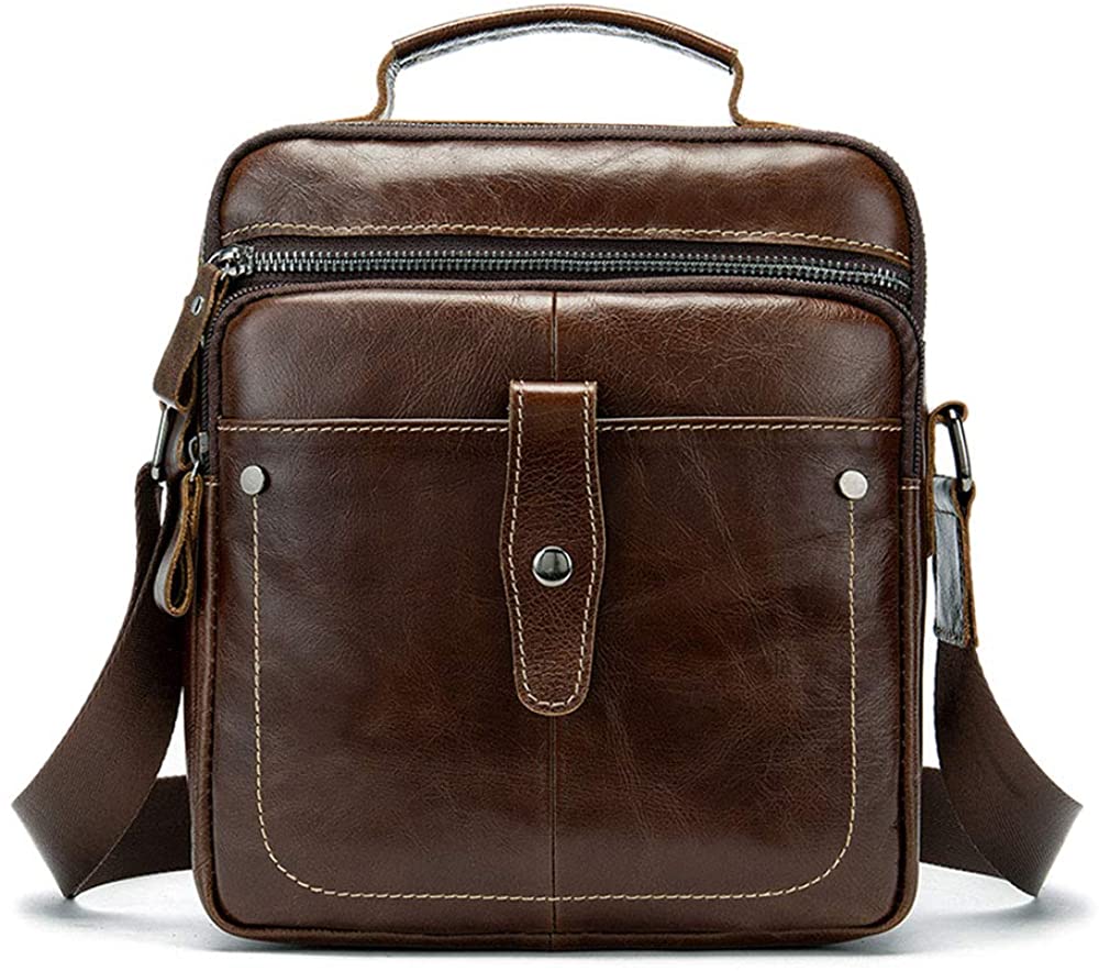 BAIGIO Small Leather Shoulder Bag For Men With Global