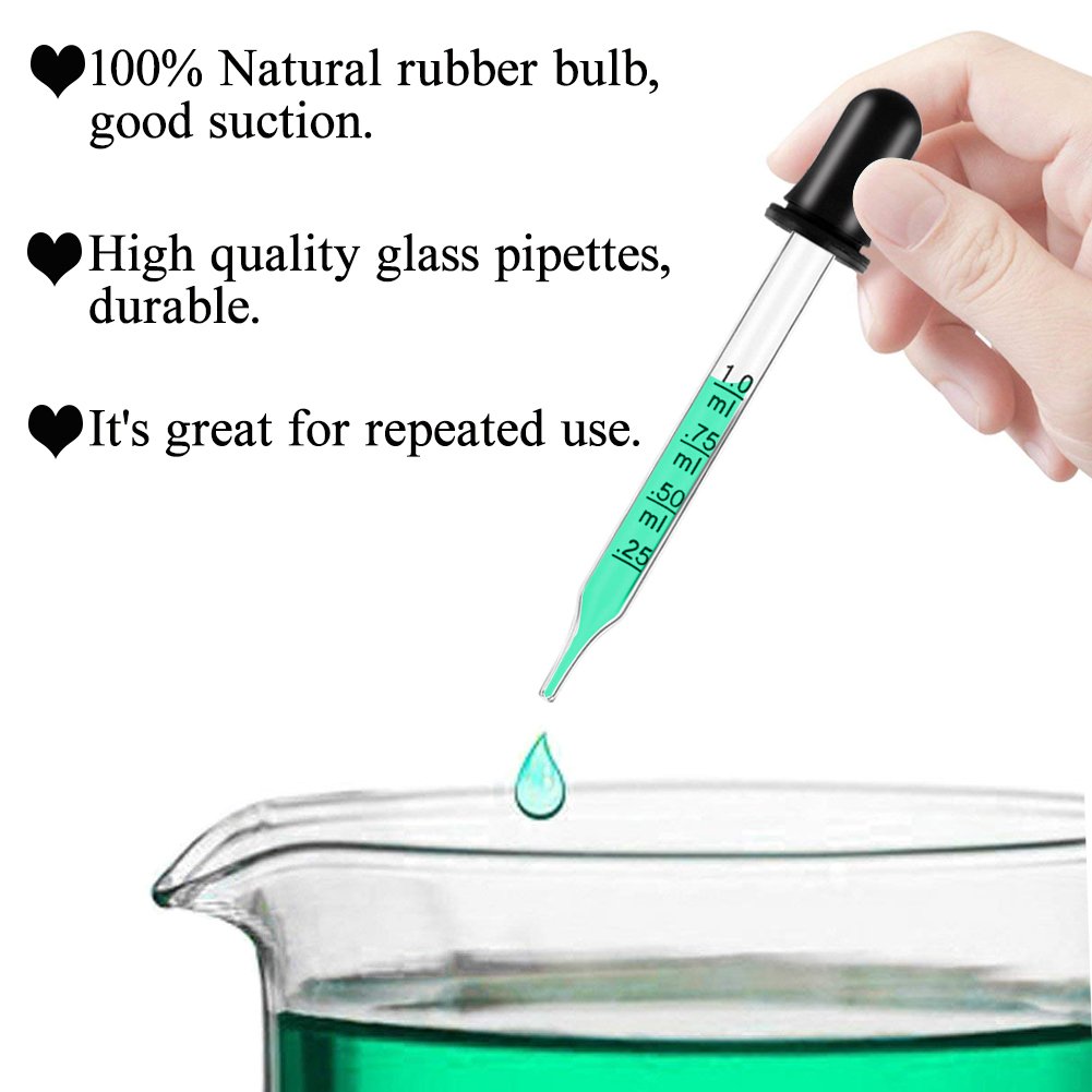 Calibrated Glass Dropper 1ml Essential Oils Pipette Dropper with Black