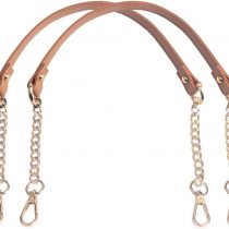 BEAULEGAN Handbag Chain Handles - Microfiber Leather - 60 cm Replacement Strap for Women Bag/Purse, Pack of 2 (Tan/Gold)