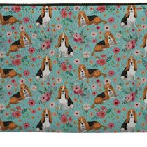 HUGS IDEA Basset Hound Flower Women's Pu Leather Wallet Travel Purse Card Holder Clutch for Girls Gift