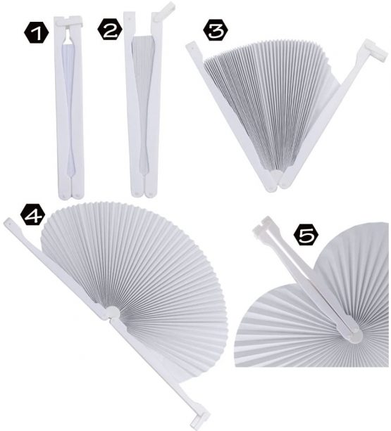 60pcs White Folding Fans in Paper Assortment with Plastic Handle for Wedding/Party/Church Favor - Image 3