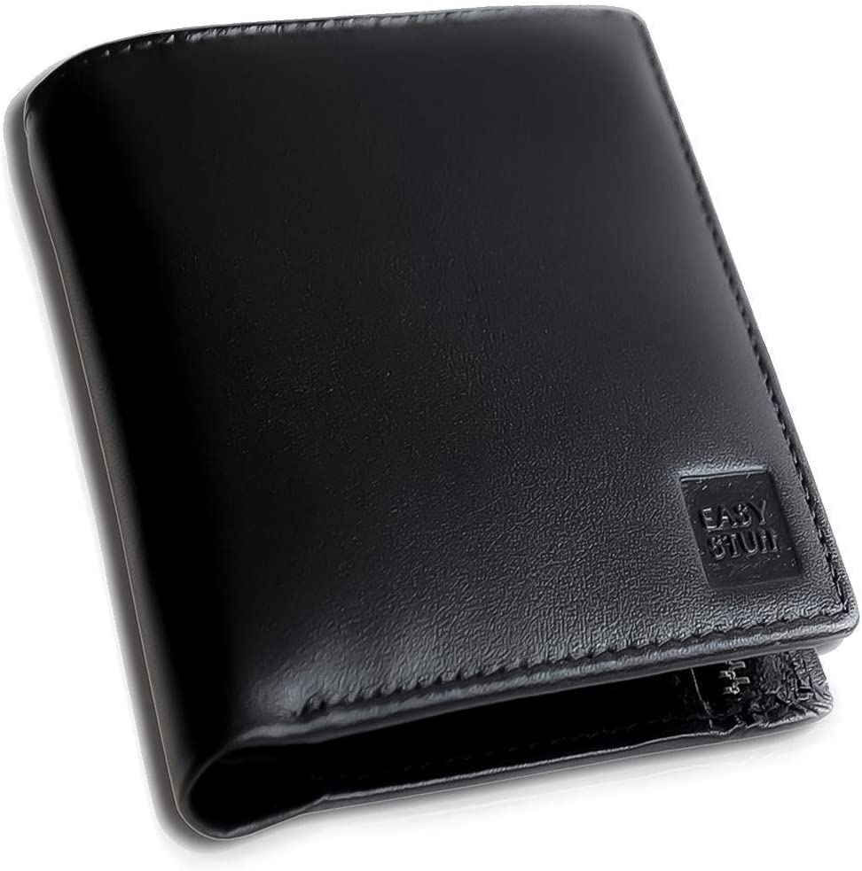 Mens Wallet with Zip Coin Pocket, RFID Blocking, Genuine Leather, Gift Box, Compact Size, Credit