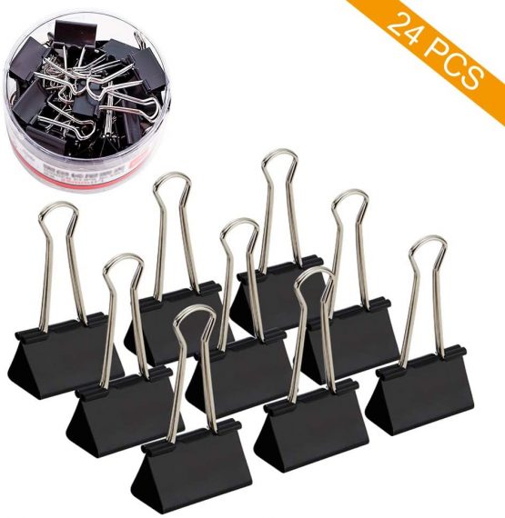 Coideal 25mm Metal Binder Paper Clips Coloured Medium 1 Inch, 48 Pack Foldback Clips Assorted Colour for Office Home (Multicolored)