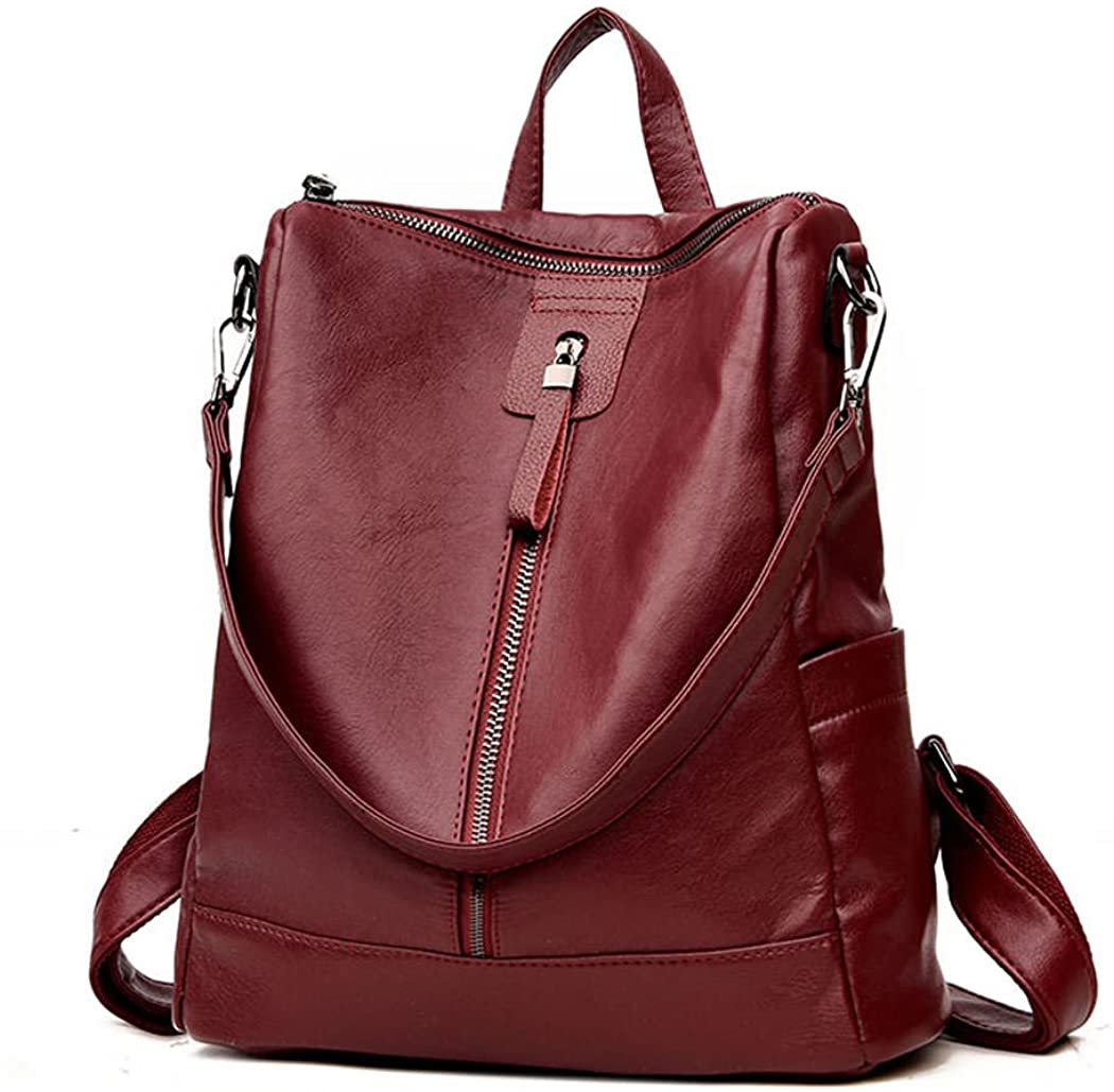 Women's Backpack Handbags Shoulder Bags School Backpack Daypack Laptop Bag PU Leather Burgundy, Wine Red