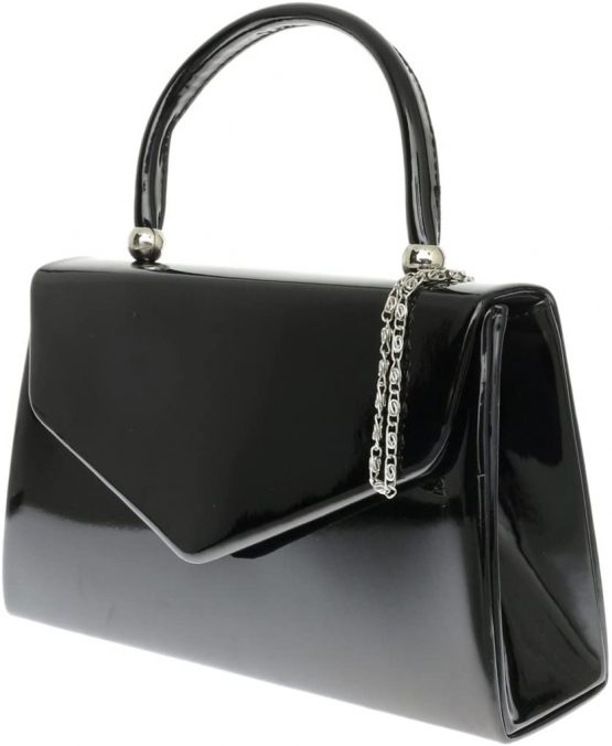 Girly Handbags New Patent Clutch Bag Handbag Small Hard Case Designer Ladies Fashion (Black) - Image 2