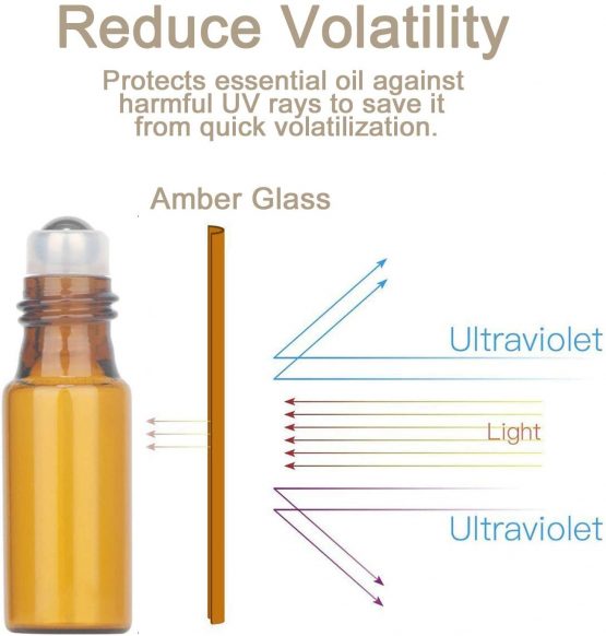 10Pcs Essential Oils Roller Bottles, Yalbdopo 5ml Refillable Amber Sample Glass Roll on Bottles with Stainless Steel Roller Balls & 1 Dropper & 1 Bottle Opener, Great for Aromatherapy, Fragrance - Image 4
