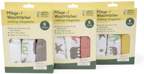 Grünspecht 1501-V1 Washcloths 30 x 30 cm Set of 6 - Image 3