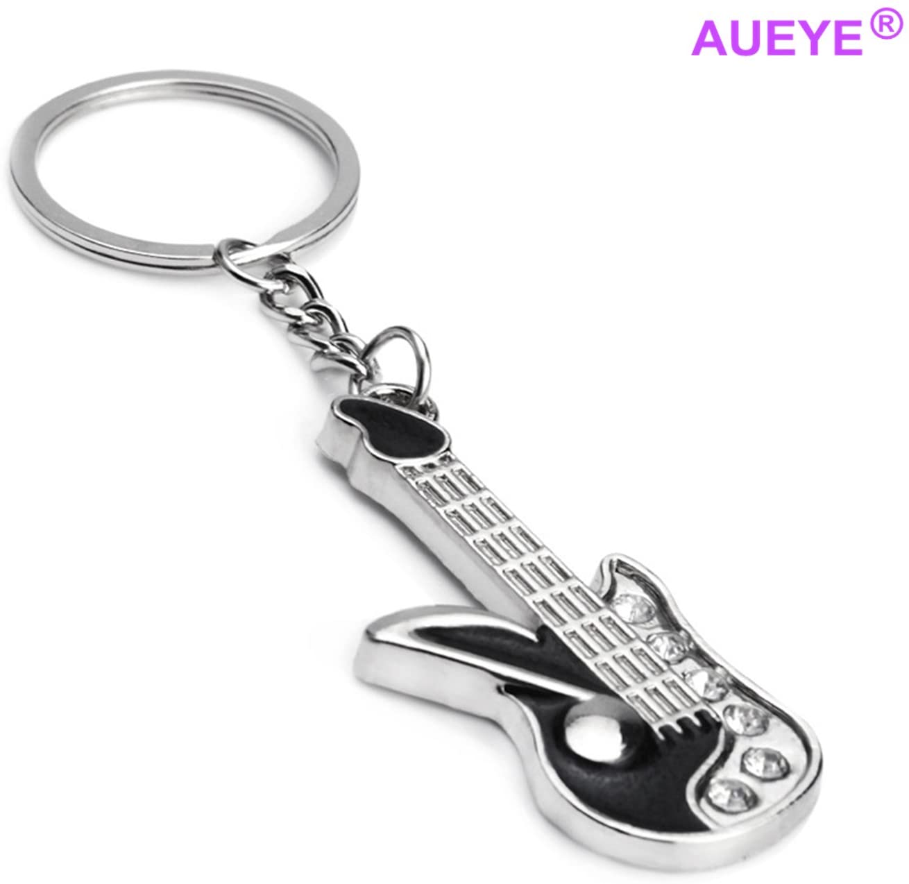 ODETOJOY Guitar Metal Keyring Music Stainless Steel Keychain Personality Pendants Ornament For Handbags Christmas Thank You Gift Cool Key Holders Rhinestone Key Rings - Image 4