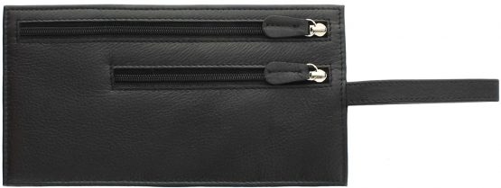 Genuine Leather Security Wallet Pouch with Belt Loop AC501 Black