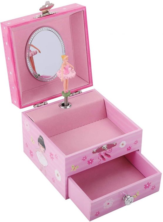 TAOPU Girl's Musical Jewelry Box with Spinning Cute Ballerina Girl Music Box Jewel Storage Case for Girls - Image 3