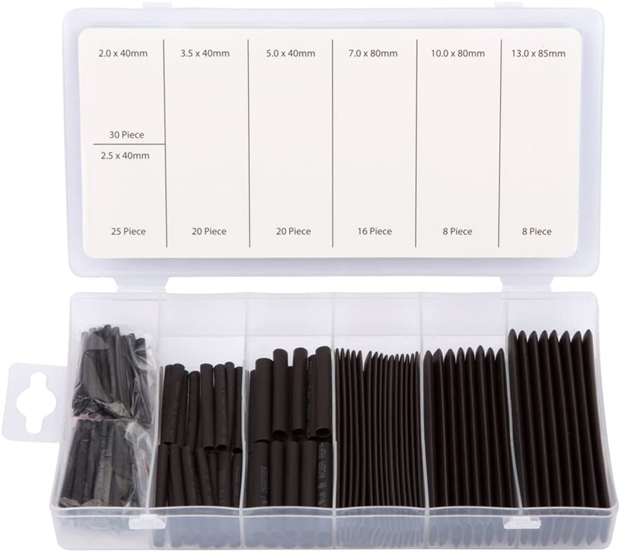 Blue Spot Tools 40508 127 Piece Heat Shrink Tubes, black, confezione da 1