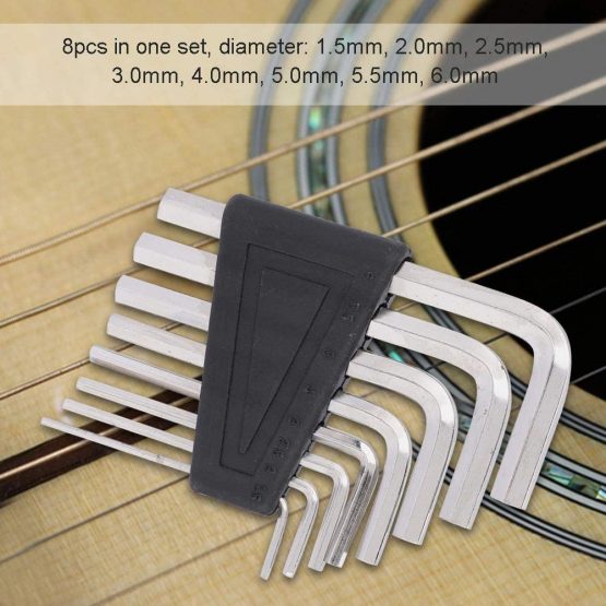 Dilwe Guitar Allen Wrench, 8 PCS Allen Key Wrench Set Repair Tool for Locking Hexagonal Screws … - Image 2
