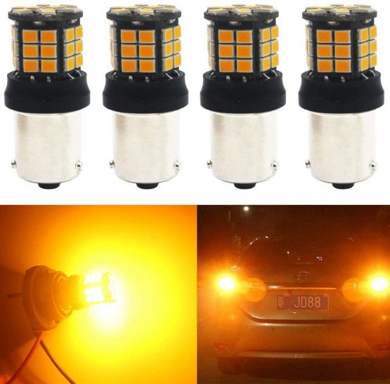 ALOPEE 4-Pack 1156 BA15S 7506 1141 1003 1156NA Extremely Bright Amber/Yellow Non-Polarity 2835 39-SMD 9-30V LED Car Replacement Lights for Turn Signal Light Blinker Bulb