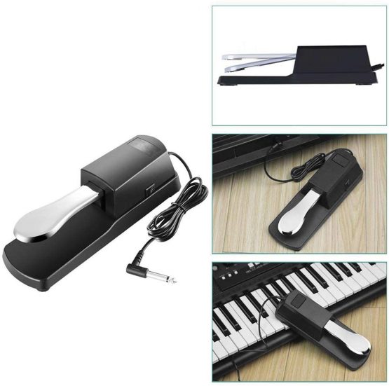 Sustain Pedal, Universal Sustain Pedal with Piano Style Action The Ideal Accessory for MIDI Keyboards Digital Pianos Electronic Keyboards & More (Diamond Silver) - Image 3