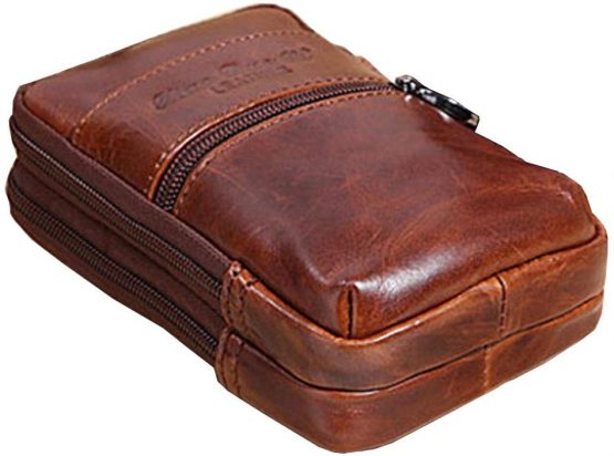 Xieben Leather Phone Belt Holster Waist Case Bag for Men Travel Outdoor Camping Cell Phone Loop Pouch Pack Purse Wallet Holder for iPhone Coffee - Image 3