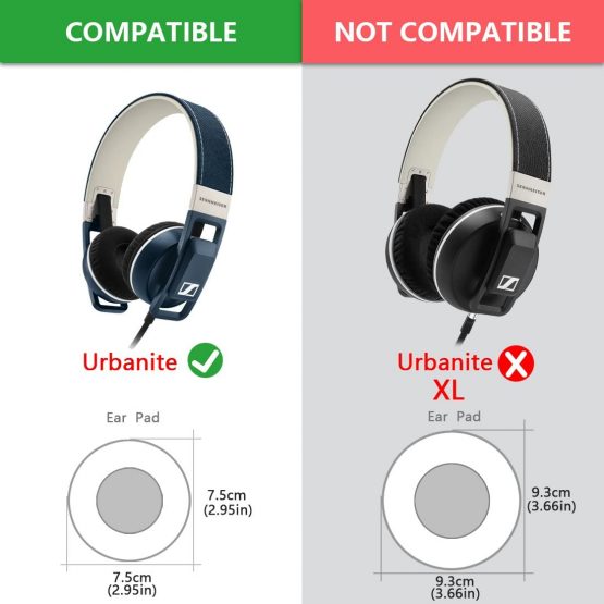 Geekria Comfort Velour Replacement Ear Pads for Sennheiser Urbanite On-Ear Headphones Earpads, Headset Ear Cushion Repair Parts (Black) - Image 3