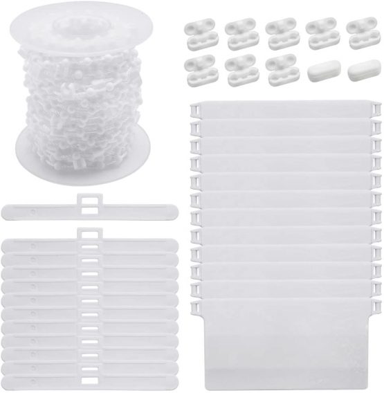 SelfTek Vertical Blind Accessories 12Pcs 89mm Vertical Blind Top Hangers,12Pcs Bottom Weights Slats,10M Bottom Chain and 10Pcs Chain Connector