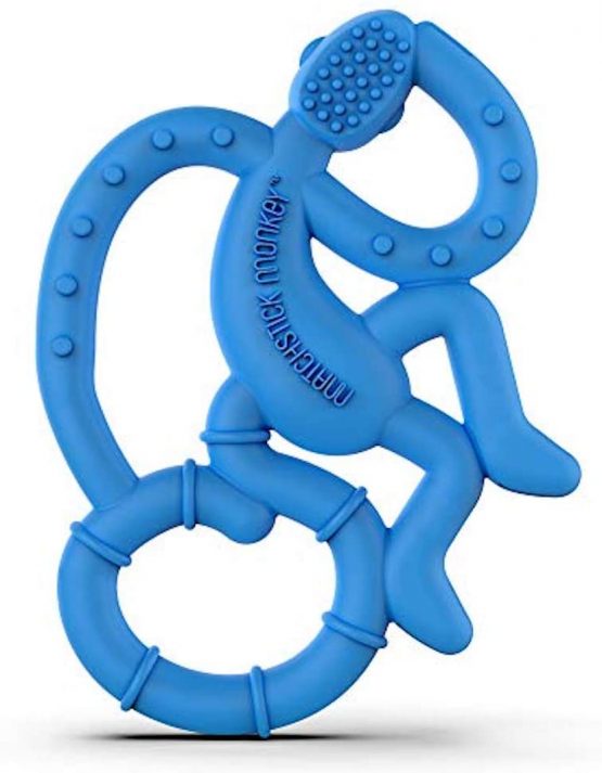 Matchstick Monkey, Mini Teething Toy for Baby, Stimulates and Massages Sore Gums, 3 Months Old+,Blue - Image 2
