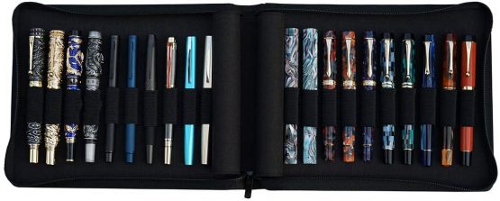 20 Slots KACO Fountain Pen Case Black, Waterproof Canvas Pen Holder Display Pouch Bag - Image 4