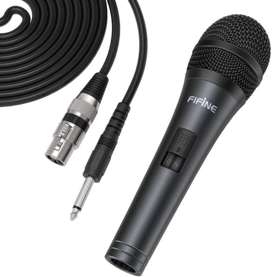 FIFINE Wired Microphone with Cord 14.8ft,Handheld Dynamic Mic Karaoke Microphone for Singing Vocal with On and Off Switch-K6