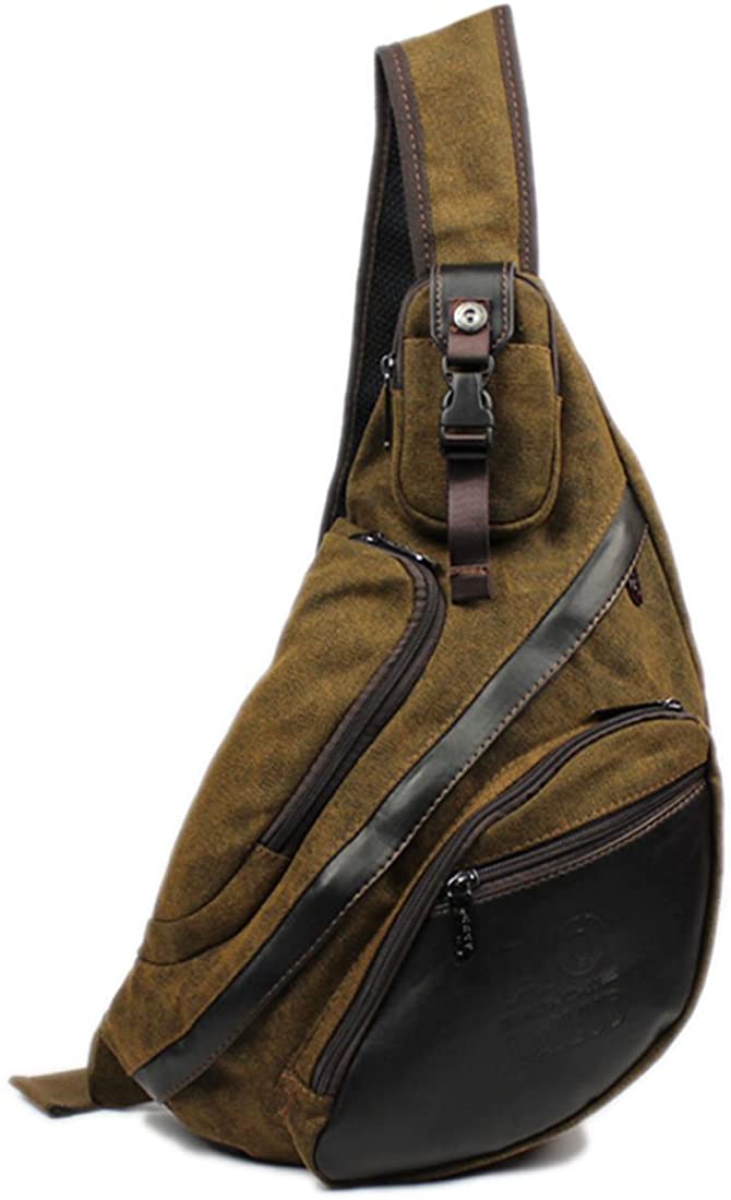 Xieben Canvas Sling Bag Backpack Crossbody Shoulder Chest Pack for Men Women Travel Business Laptop Cycling Hiking Camping Rucksack Daypack Vintage