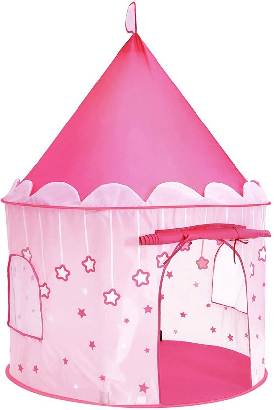 SONGMICS Princess Castle Play Tent for Girls Toddlers, Indoor and Outdoor Playhouse, Portable Pop Up Play Teepee, Gift for Kids, Pink LPT01PK