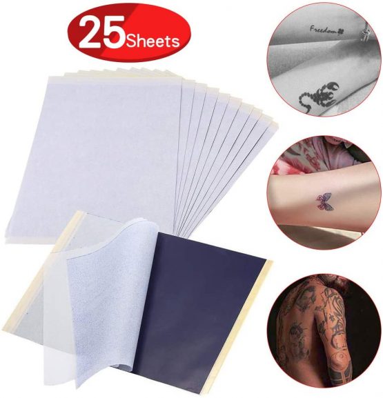 25 Sheets Carbon Paper - Tattoo Transfer Paper, Graphite Paper Tattoo Tracing Paper, A4 Temporary Tattoo Thermal Carbon Copy Paper Tattoos Stencil Printer Paper