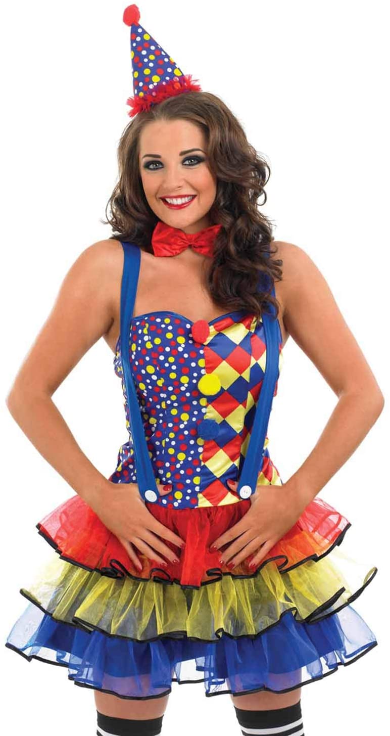 Fun Shack Womens Clown Costume Adults Circus Tutu Dress Carnival Outfit , Blue Tutu Clown, Women: 8-10 - Image 2