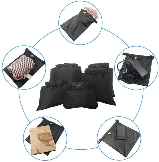 Fairylove Waterproof Pouch, 1.5L+2.5L+3.5L+4.5L+6L 5 Pcs Dry Bags Waterproof Set Stuff Sack Waterproof Dry Bag Storage Pouch Bag Outdoor Beach Sack Travel Rafting Drifting Swimming Snorkeling Bag - Image 2