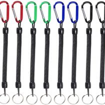 SourceTon Fishing Lanyards, 8 Packs Multicolor Fishing Ropes Boating Secure Retractable Coiled Tether with Carabiner, Fishing Tool