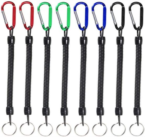 SourceTon Fishing Lanyards, 8 Packs Multicolor Fishing Ropes Boating Secure Retractable Coiled Tether with Carabiner, Fishing Tool
