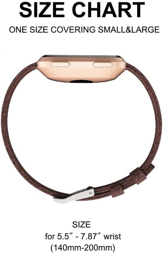 FunBand for Fitbit Versa Strap Bands, Woven Fabric Quick Replacement Accessories Breathable Wristbands with Classic Square Stainless Steel Clasp for Fitbit Versa/Versa 2/Versa Lite Smartwatch - Image 3