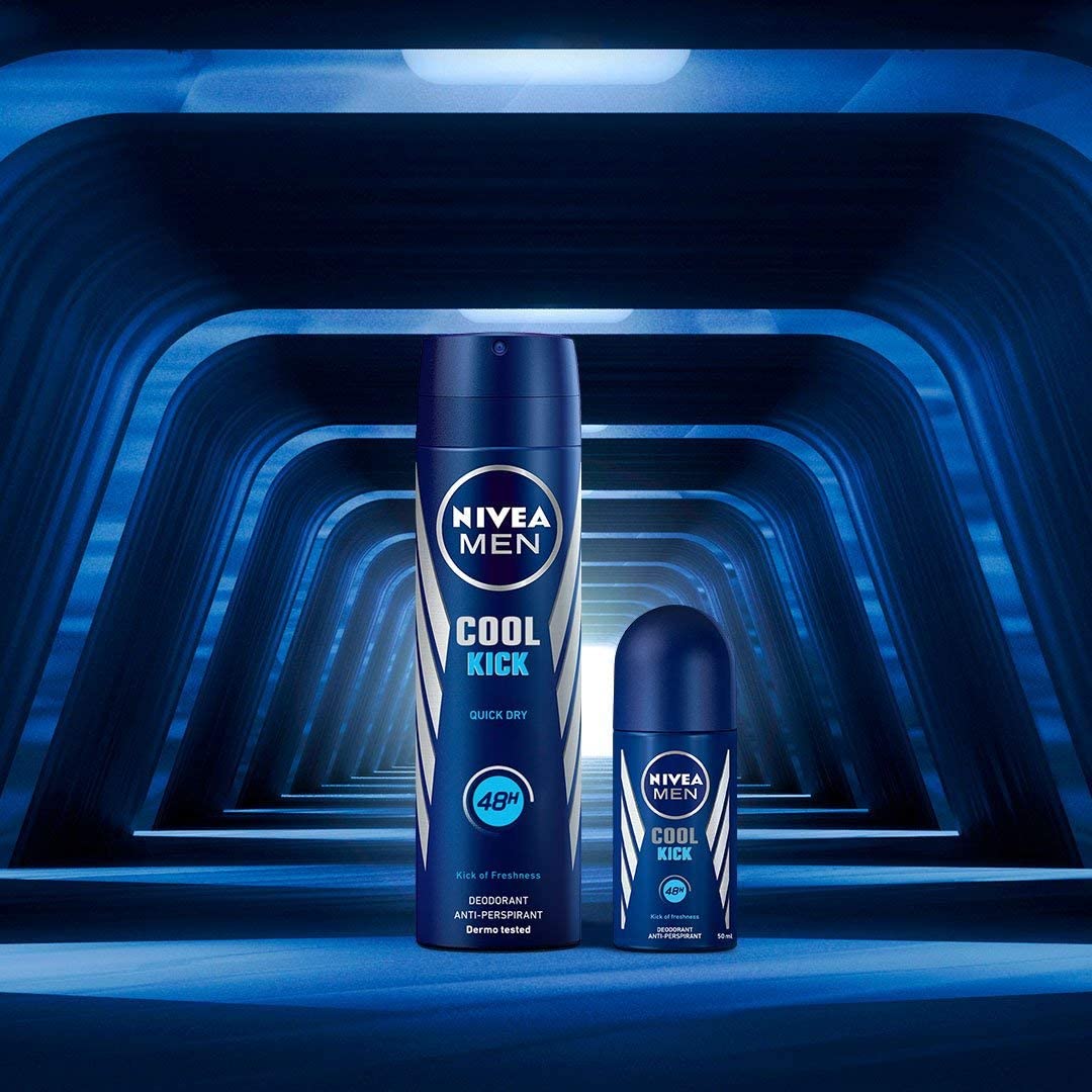 NIVEA MEN Cool Kick Roll-on 6 Pack (6 x 50 ml), Men's Deodorant with a Break of Freshness, Antiperspirant Deodorant for Male Care - Image 3