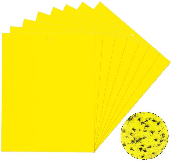 Vascinate 20PCS Yellow 20x15cm Dual-Sided Traps, Paper Stickers, Catcher Sticky Board for Flying Plant Insect Aphids, Leafminers (Included Twist Ties)