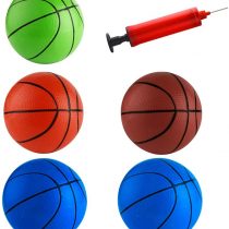 FEPITO 5 Pcs 16cm Mini Basketball Inflation Mini Ball Toys with Pump and Basketball Needles for Kids