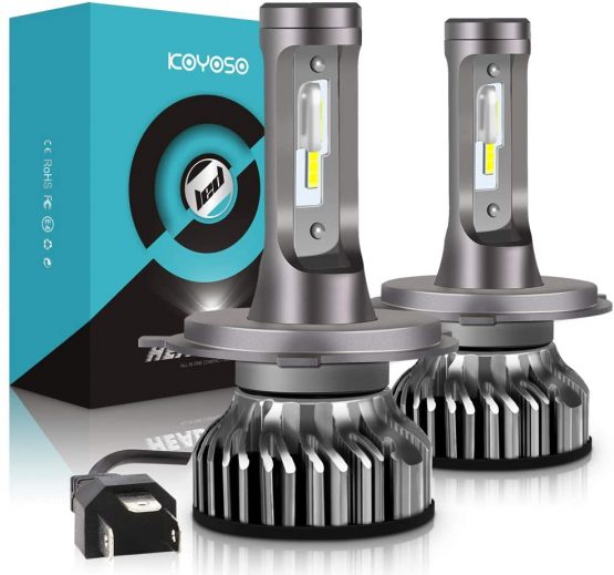 H4 LED Headlight Bulbs, 10000LM Car Motorcycle Headlamp Front Light Bulbs, Direct Halogen Replacement, Xenon White 6000K 12V, 2 Lamps