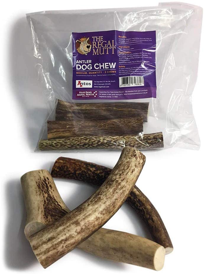 The Regal Mutt - Antler Dog Chews - Medium - Bag of 3