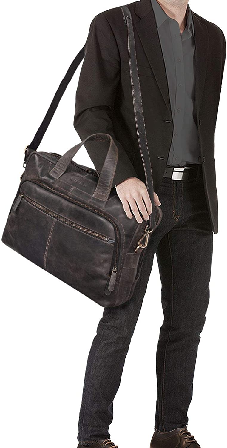 STILORD ‘Lias’ Large Shoulder Bag Leather Men XL Laptop Bag 15.6 inches