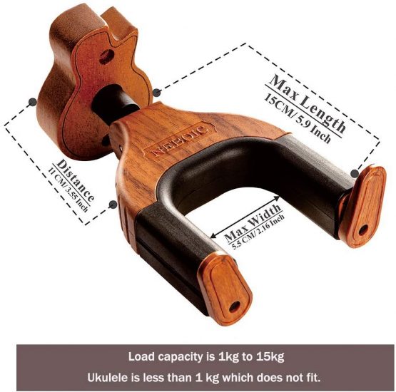 Neboic Guitar Wall Mount, Auto Lock Guitar Wall Hanger, Hard Wood Base Guitar Holder, Guitar Hook, Acoustic, Classical, Electric, Bass Guitar Stand, Guitar Accessories - Image 2