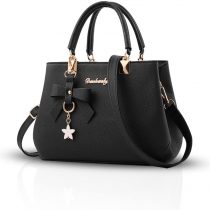 NICOLE & DORIS Women's Handbag PU Leather Shoulder Bag Travel Top Handle Bag Fashion Crossbody Bag with Bowknot Pendant