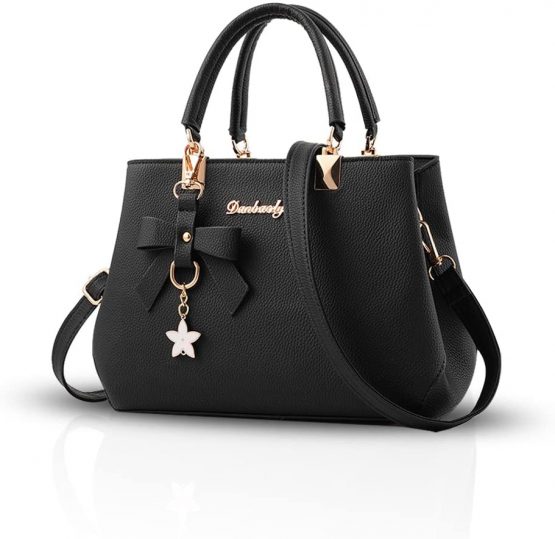 NICOLE & DORIS Women's Handbag PU Leather Shoulder Bag Travel Top Handle Bag Fashion Crossbody Bag with Bowknot Pendant